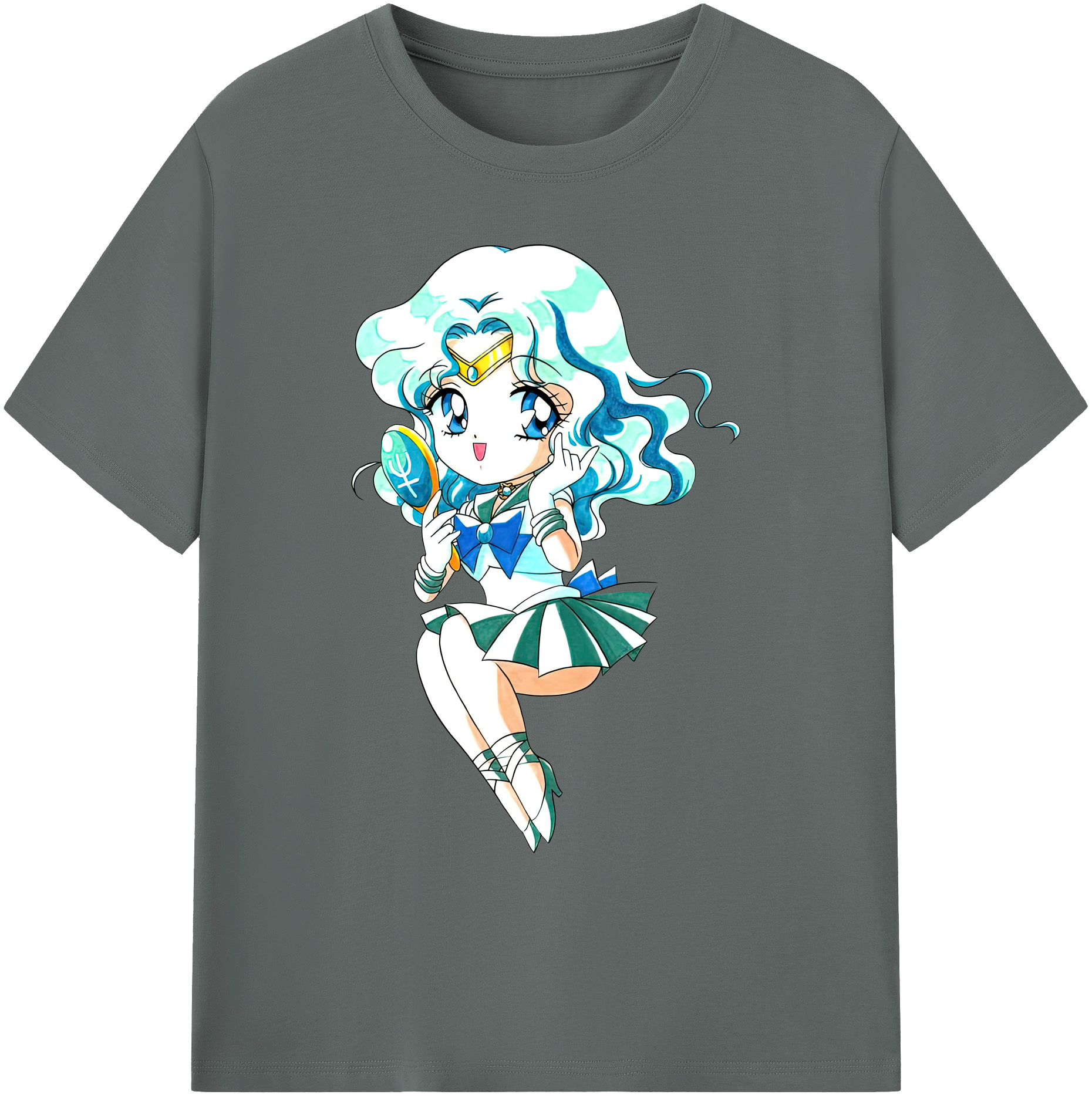 （画像用） 美少女戦士セーラームーン 海王 みちる（かいおう みちる） Sailor Moon Kaiou Michiru 綿100％ メンズ半袖Tシャツ｜肌触りやわらか＆通気性